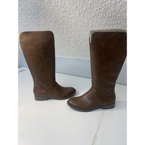 New Sophie Brown Riding Boots Beauty Style Bronze Beads Side Zip Stretch Size 4